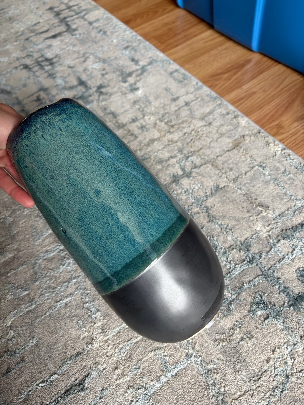 Ceramic Teal and Charcoal Decorative Vase - Brand